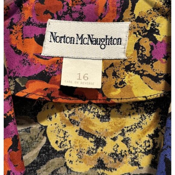 Vintage Norton McNaughton Size 16 Floral Print Blouse Colorful Artsy Boho VTG - Picture 5 of 8